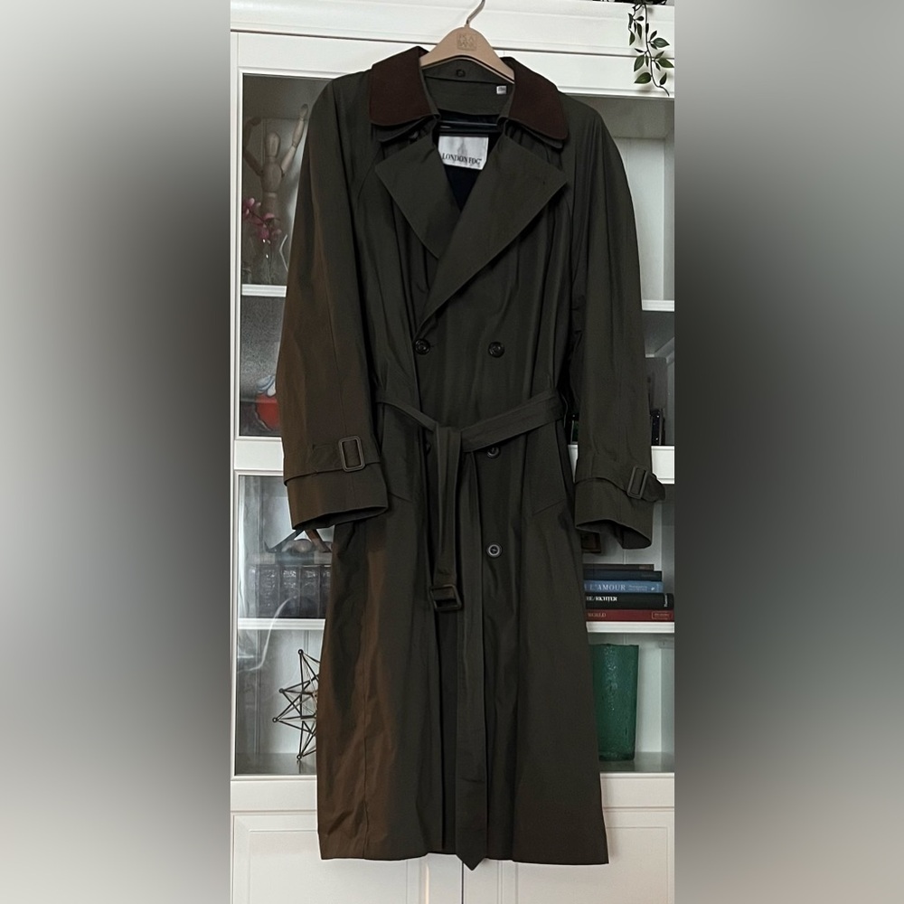 London Fog Men's Trench Coat - Dark Green and Brown